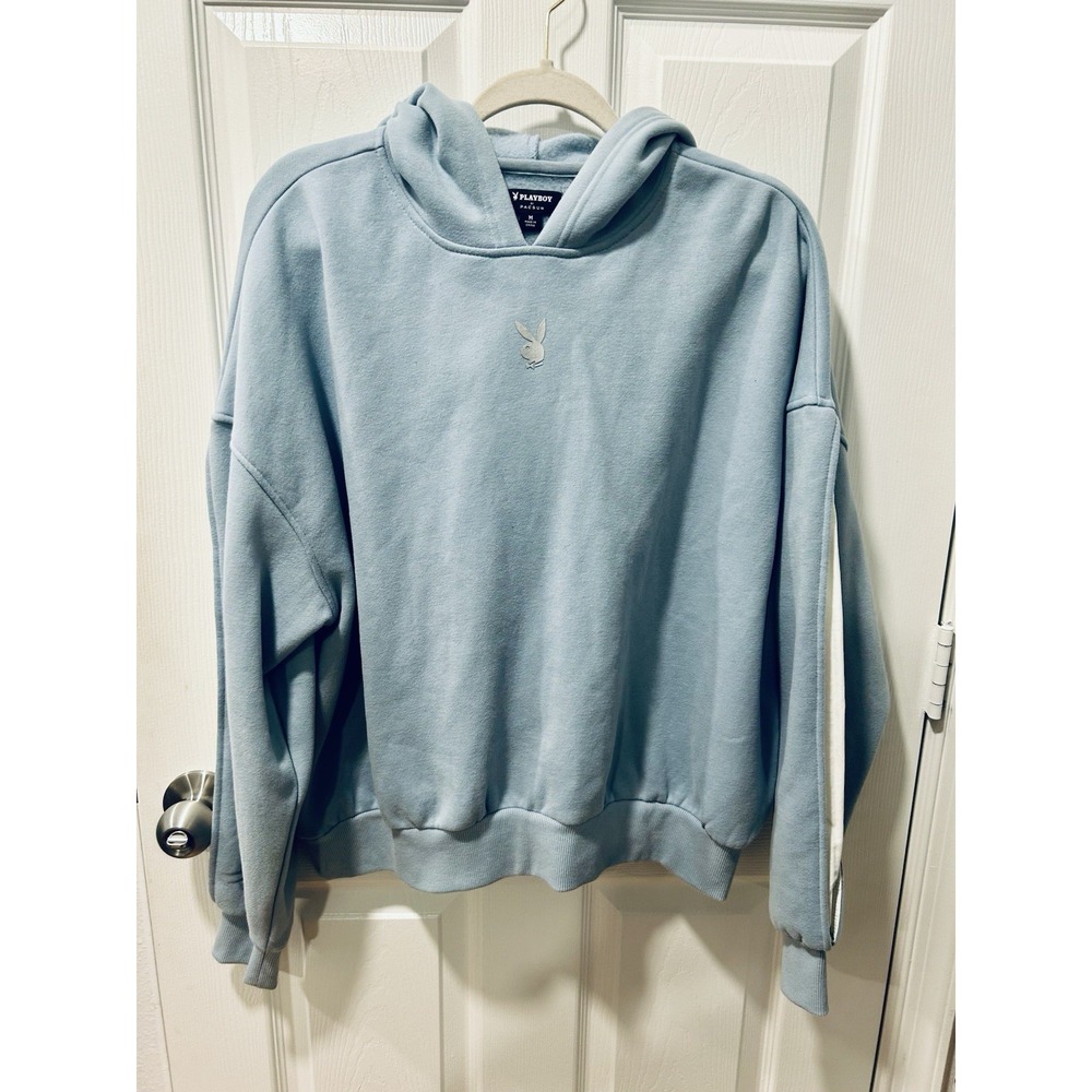 Playboy X Pacsun Collab‎ Powder Blue Hoodie Sz M Bunny Logo Exc Con